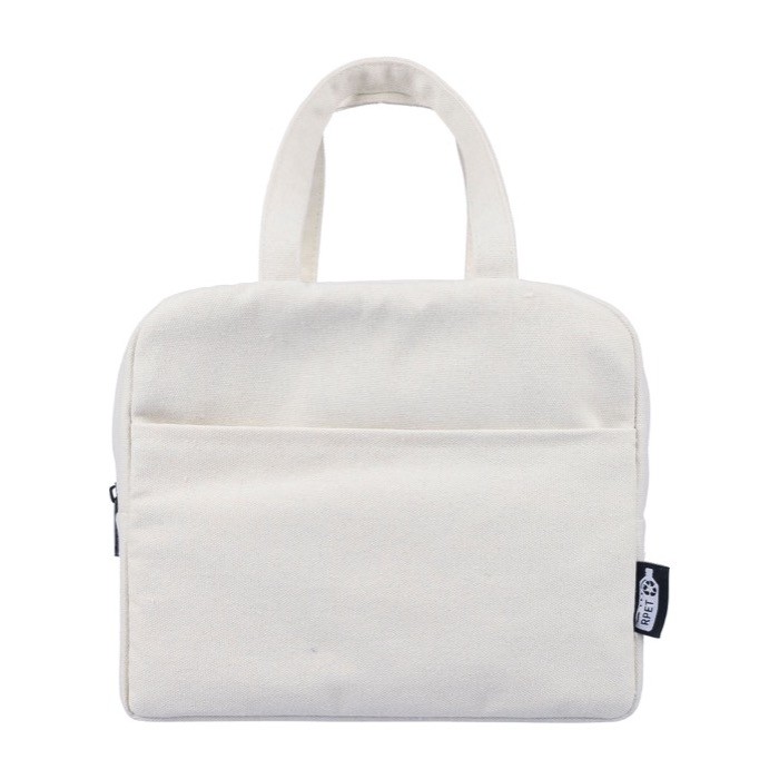 Bolsa térmica de polialgodón reciclado con interior de aluminio color beige primera vista Bolsa térmica de polialgodón reciclado con interior de aluminio color beige primera vista