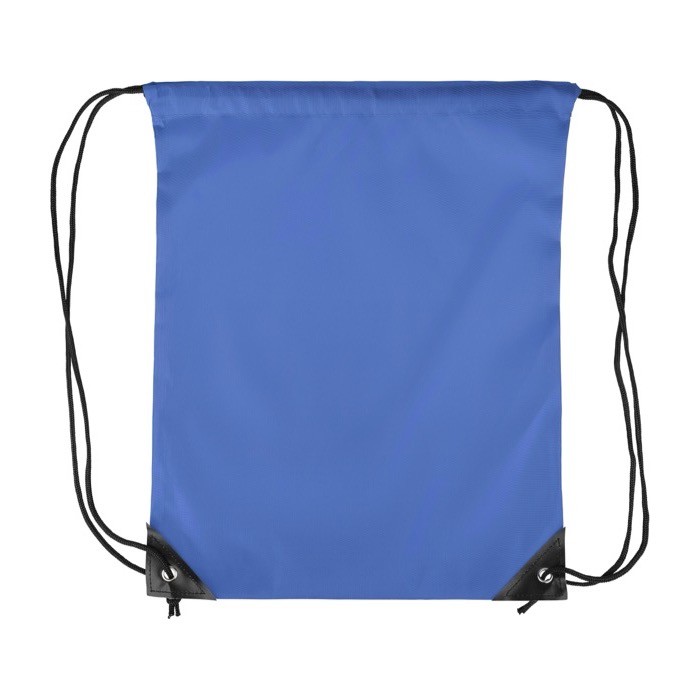 Mochila de cuerdas de poliéster con las esquinas y cuerdas negras color azul ultramarino primera vista Mochila de cuerdas de poliéster con las esquinas y cuerdas negras color azul ultramarino primera vista