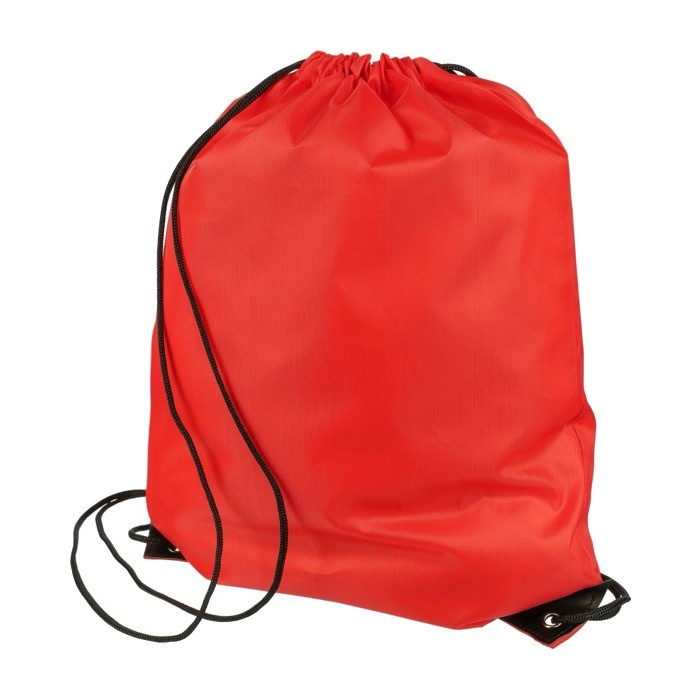 Mochila de cuerdas de poliéster con las esquinas y cuerdas negras primera vista Mochila de cuerdas de poliéster con las esquinas y cuerdas negras primera vista