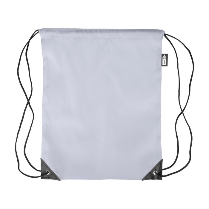 Mochila de cuerdas de poliéster con las esquinas y cuerdas negras color gris primera vista Mochila de cuerdas de poliéster con las esquinas y cuerdas negras color gris primera vista