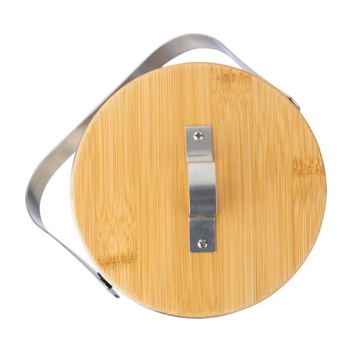 Cubitera de acero inoxidable de doble pared con tapa de bambú quinta vista Cubitera de acero inoxidable de doble pared con tapa de bambú quinta vista