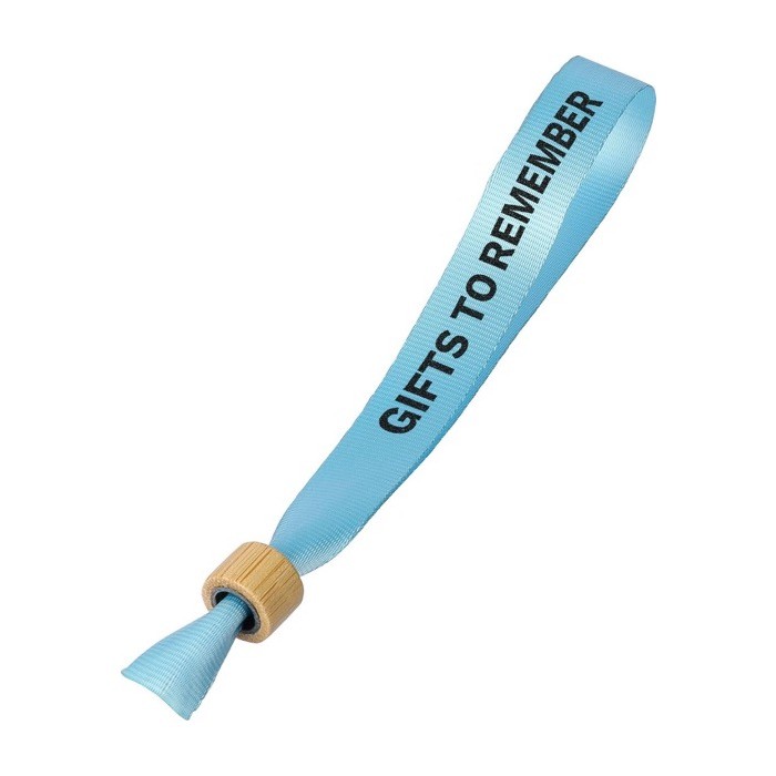 Pulsera de colores para eventos de RPET con cierre de bambú séptima vista Pulsera de colores para eventos de RPET con cierre de bambú séptima vista