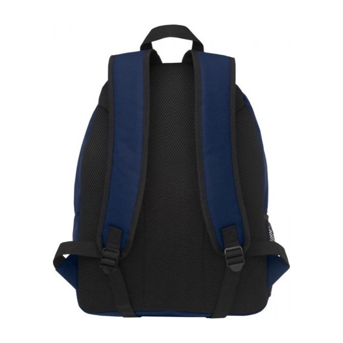 Mochila reciclada personalizada color azul marino segunda vista trasera