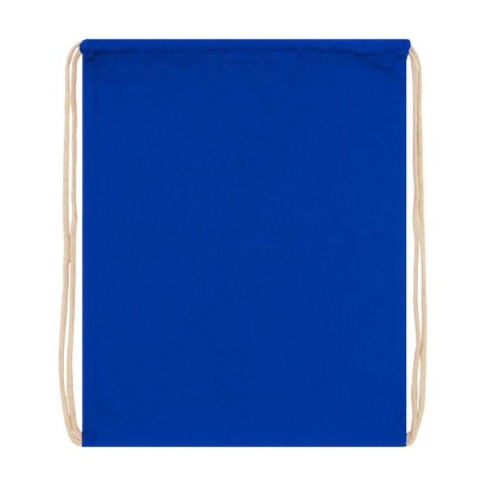 Mochila saco de algodón 140 g/m2 color azul real tercera vista frontal
