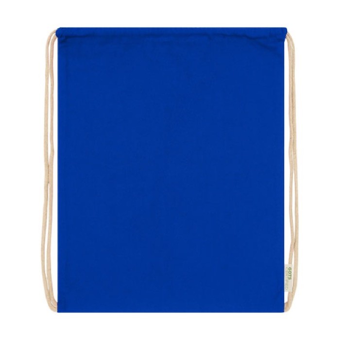Mochila de algodón de orgánico 140 g/m2 color azul real tercera vista frontal