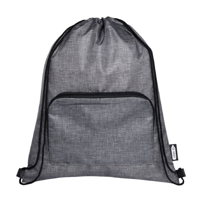 Bolsa tipo saco con bolsillo color gris segunda vista frontal