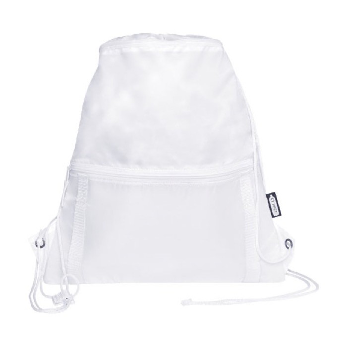 Mochila de cuerdas con bolsillo color blanco segunda vista frontal
