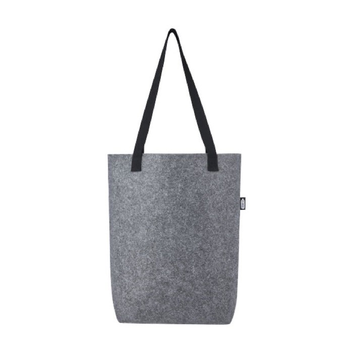 Bolsa de la compra de fieltro reciclado con fondo ancho color gris segunda vista frontal