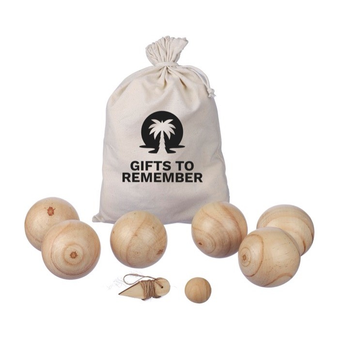 Juego de petanca con pelotas de madera en una bolsa de algodón undécima vista Juego de petanca con pelotas de madera en una bolsa de algodón undécima vista