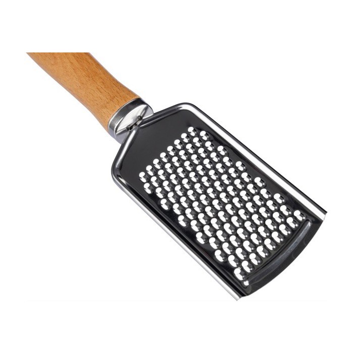 Rallador de acero inoxidable con mango de madera para personalizar quinta vista Rallador de acero inoxidable con mango de madera para personalizar quinta vista