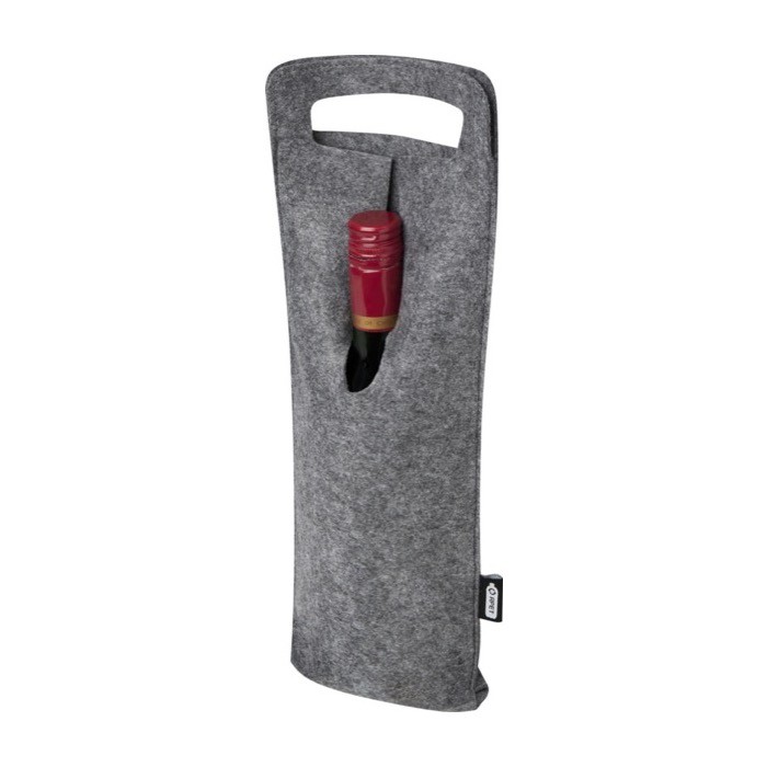 Bolsa para vino de fieltro reciclado suave y resistente 75cl color gris oscuro Bolsa para vino de fieltro reciclado suave y resistente 75cl color gris oscuro