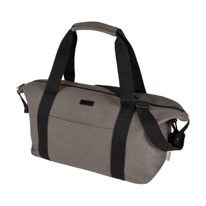 Bolsa de deporte de algodón reciclado con sujeción para trolley color gris Bolsa de deporte de algodón reciclado con sujeción para trolley color gris