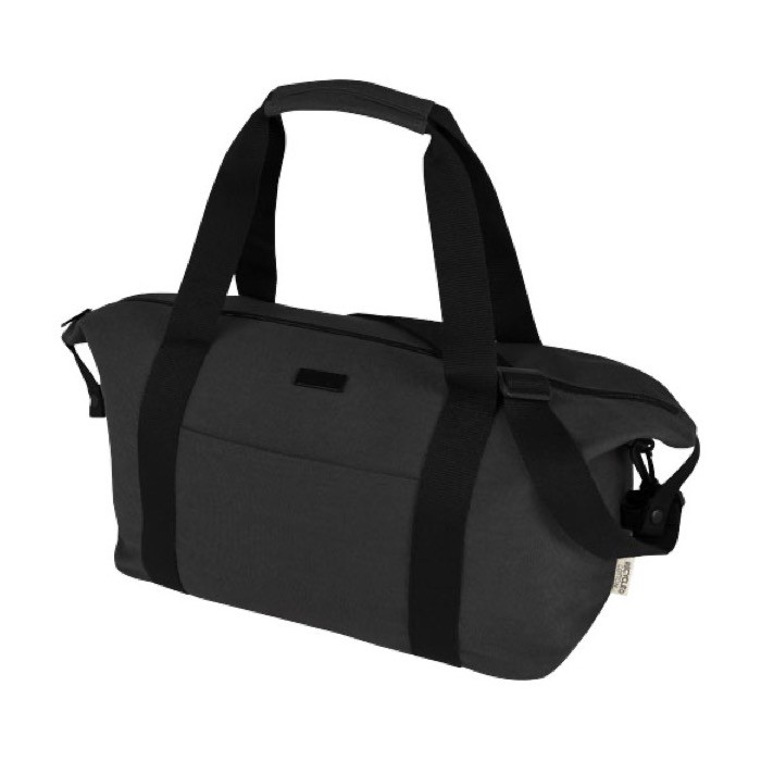 Bolsa de deporte de algodón reciclado con sujeción para trolley color negro Bolsa de deporte de algodón reciclado con sujeción para trolley color negro