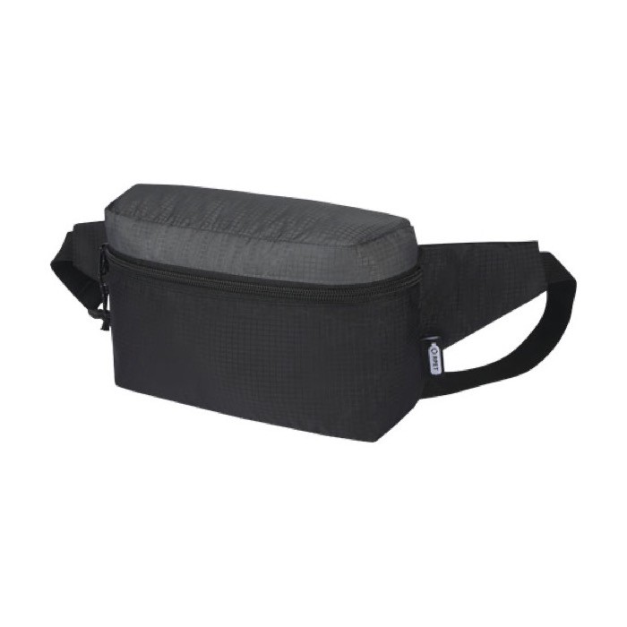 Riñonera de poliéster reciclado impermeable con bolsillo interior color negro Riñonera de poliéster reciclado impermeable con bolsillo interior color negro