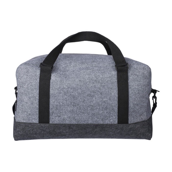 Bolsa de deporte de fieltro RPET con pequeño compartimiento delante cuarta vista Bolsa de deporte de fieltro RPET con pequeño compartimiento delante cuarta vista
