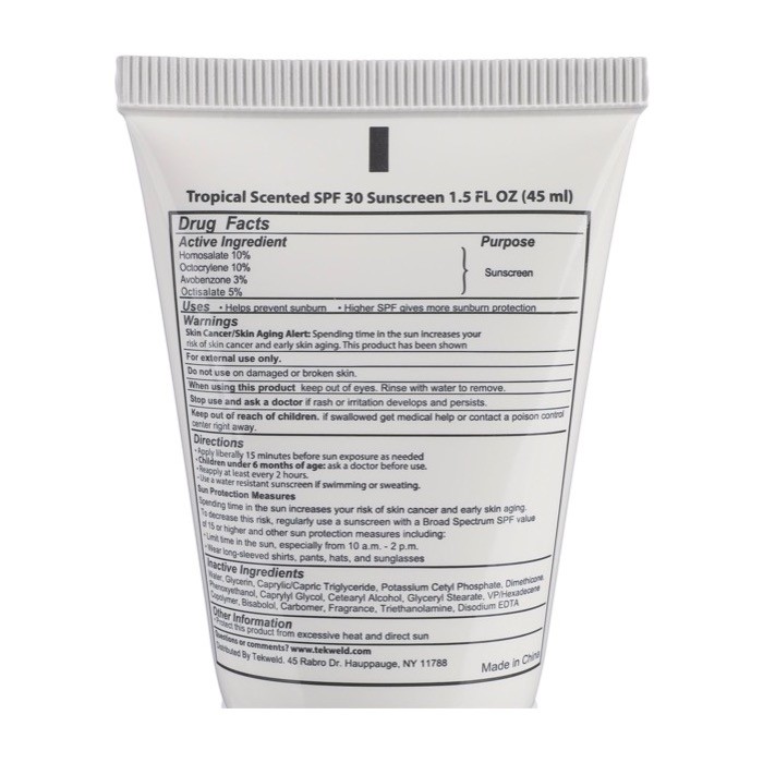 Protector solar SPF30 y aroma a vainilla en tubo blanco tercera vista