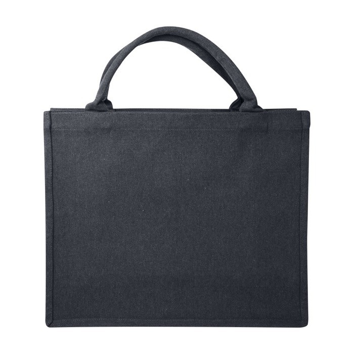 Bolsa de compras de algodón reciclado resistente 500 g/m2 color azul vaquero segunda vista frontal