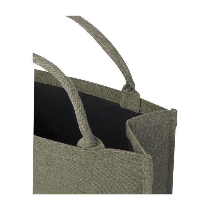 Bolsa de compras de algodón reciclado resistente 500 g/m2 color verde vista detalle 1