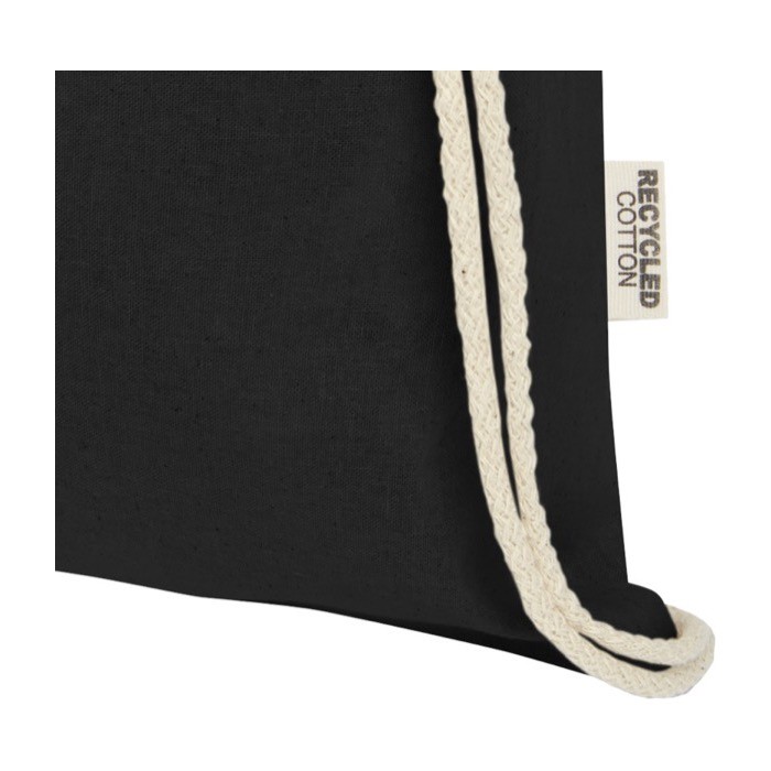 Bolsa de algodón reciclado resistente con cordones 140 g/m2 color negro vista detalle 1 Bolsa de algodón reciclado resistente con cordones 140 g/m2 color negro vista detalle 1
