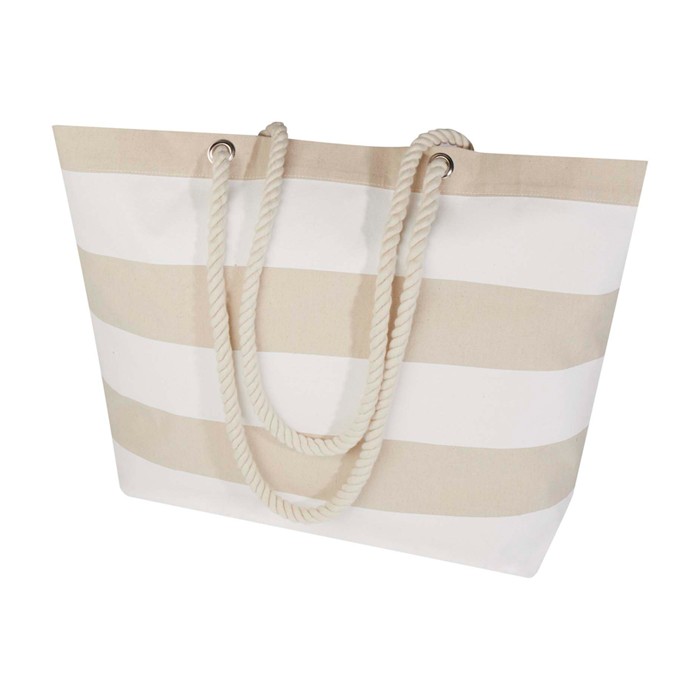 Bolsa de playa de algodón reciclado con asas de cuerda 270 g/m2 color blanco segunda vista Bolsa de playa de algodón reciclado con asas de cuerda 270 g/m2 color blanco segunda vista