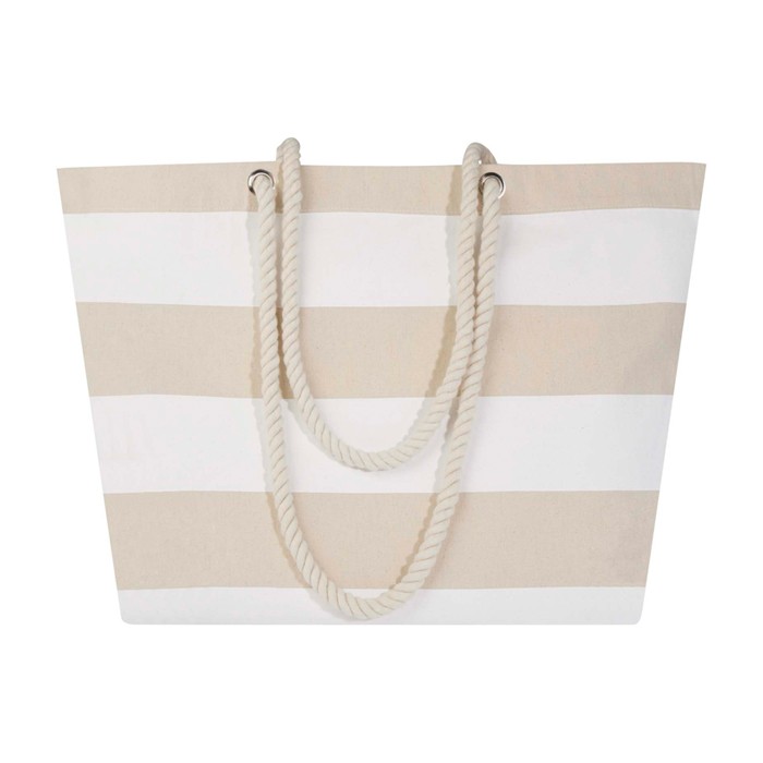 Bolsa de playa de algodón reciclado con asas de cuerda 270 g/m2 color blanco tercera vista frontal Bolsa de playa de algodón reciclado con asas de cuerda 270 g/m2 color blanco tercera vista frontal