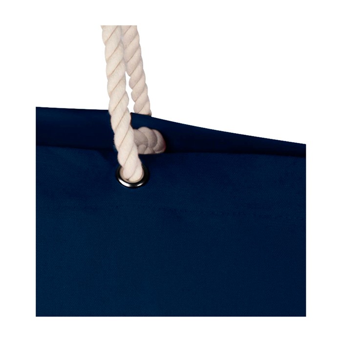 Bolsa de playa de algodón reciclado con asas de cuerda 270 g/m2 color azul marino vista detalle 1 Bolsa de playa de algodón reciclado con asas de cuerda 270 g/m2 color azul marino vista detalle 1