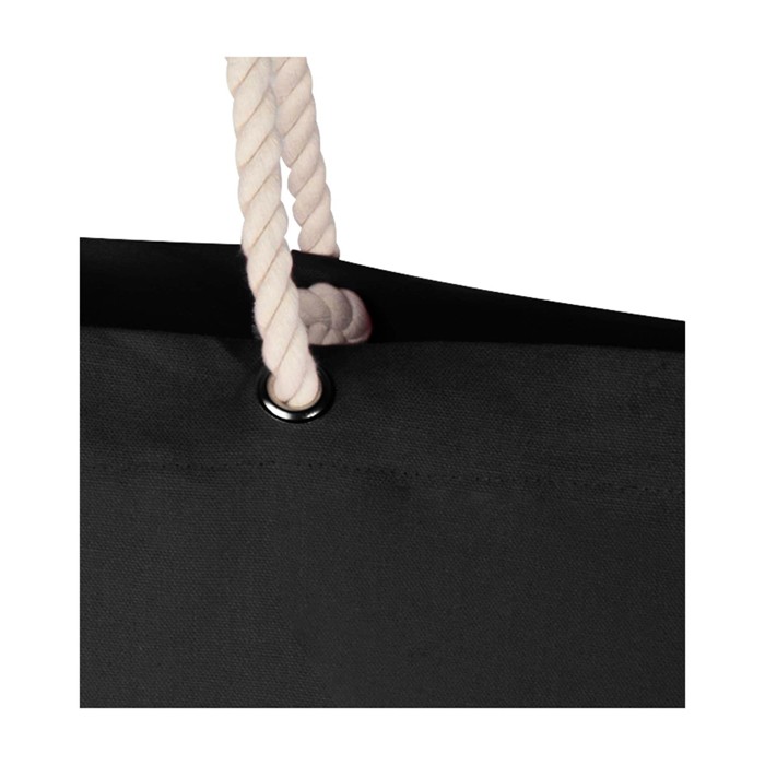 Bolsa de playa de algodón reciclado con asas de cuerda 270 g/m2 color negro vista detalle 1 Bolsa de playa de algodón reciclado con asas de cuerda 270 g/m2 color negro vista detalle 1