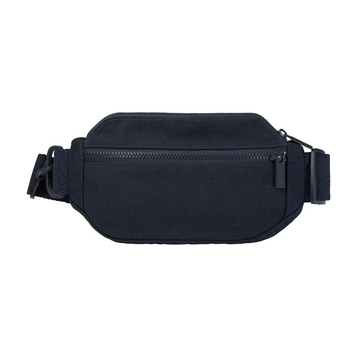 Bandolera de material reciclado con bolsillo principal amplio color azul marino segunda vista frontal