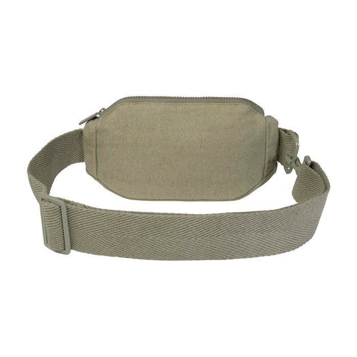 Bandolera de material reciclado con bolsillo principal amplio color verde segunda vista trasera