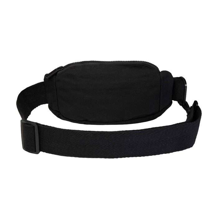 Bandolera de material reciclado con bolsillo principal amplio color negro segunda vista trasera