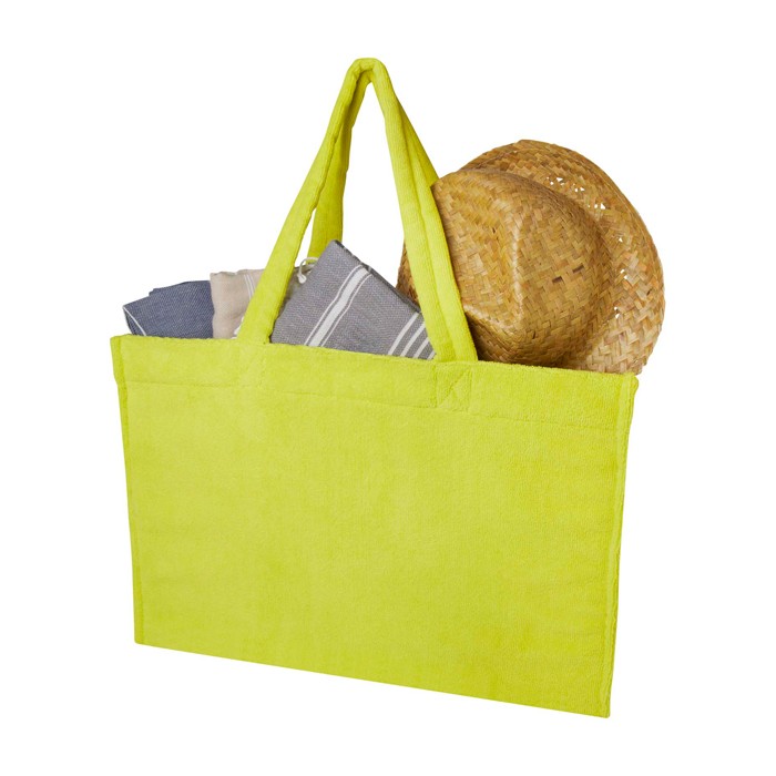 Bolsa tote de playa con acabado soft y compartimento grande color verde lima segunda vista