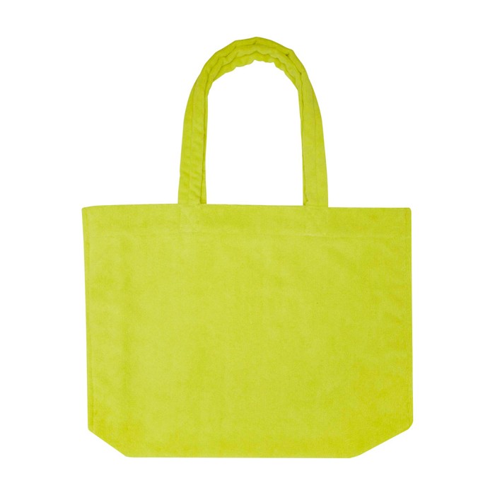 Bolsa tote de playa con acabado soft y compartimento grande color verde lima segunda vista frontal
