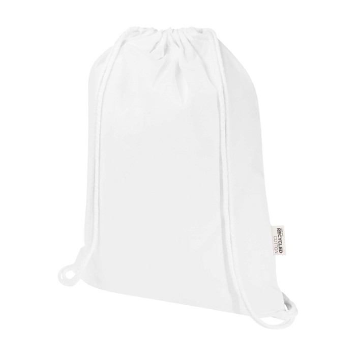 Mochila de cuerdas de algodón reciclado y RPET 5L 140 g/m2 color blanco