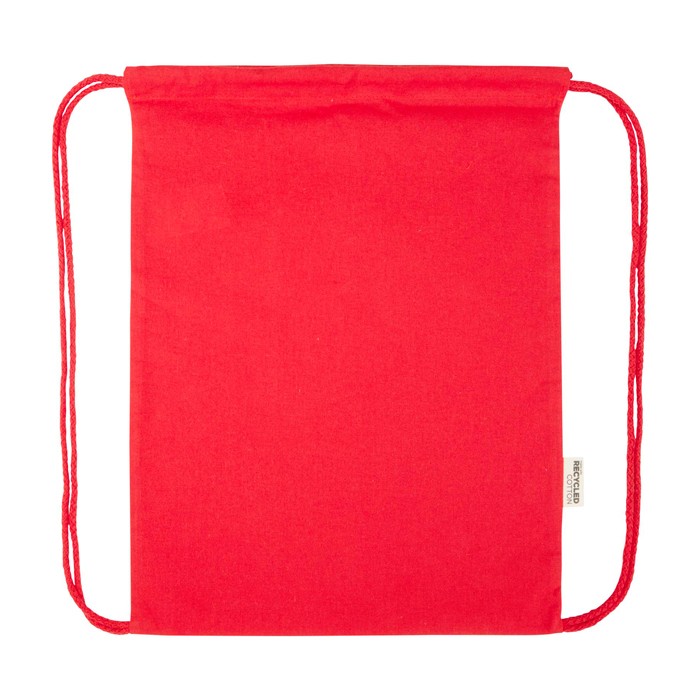 Mochila de cuerdas de algodón reciclado y RPET 5L 140 g/m2 color rojo tercera vista frontal