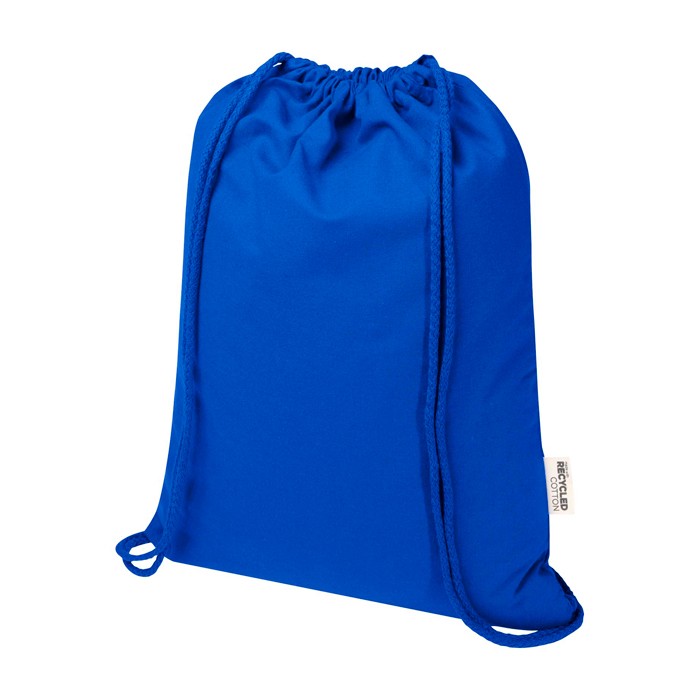 Mochila de cuerdas de algodón reciclado y RPET 5L 140 g/m2 color azul real