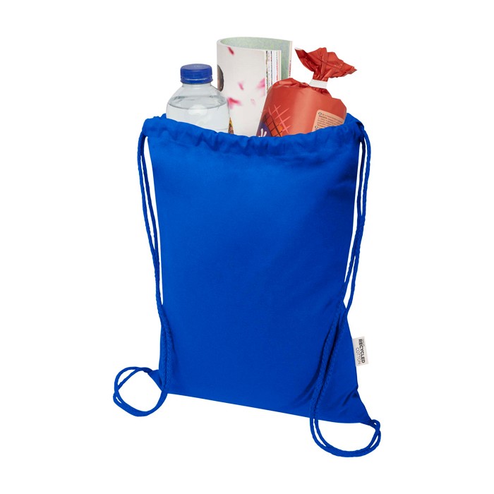 Mochila de cuerdas de algodón reciclado y RPET 5L 140 g/m2 color azul real segunda vista