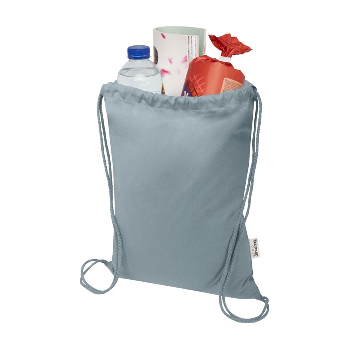 Mochila de cuerdas de algodón reciclado y RPET 5L 140 g/m2 color gris segunda vista