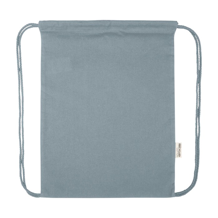 Mochila de cuerdas de algodón reciclado y RPET 5L 140 g/m2 color gris tercera vista frontal