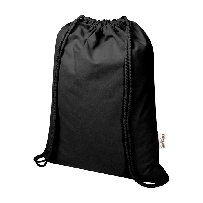 Mochila de cuerdas de algodón reciclado y RPET 5L 140 g/m2 color negro