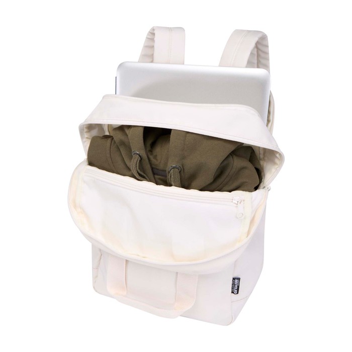 Mochila de viaje ecológica multiusos para portátil 9L 14” color blanco roto tercera vista