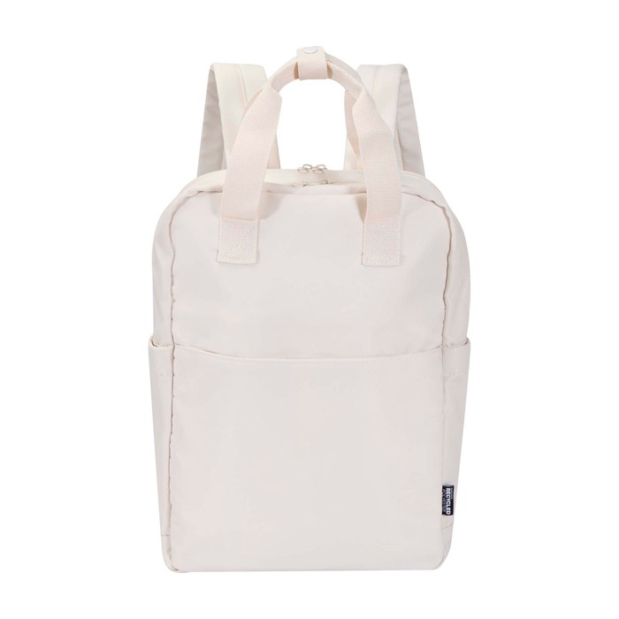 Mochila de viaje ecológica multiusos para portátil 9L 14” color blanco roto segunda vista frontal