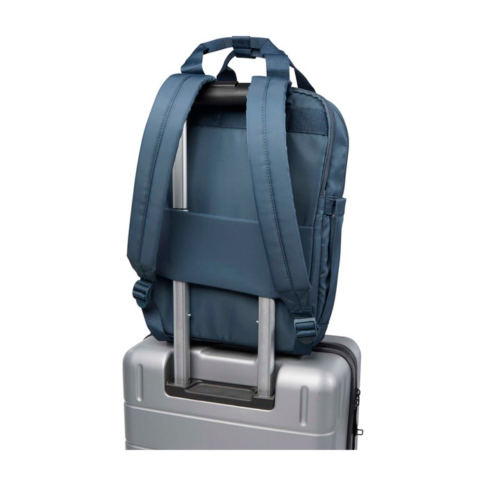 Mochila de viaje ecológica multiusos para portátil 9L 14” color azul cian segunda vista