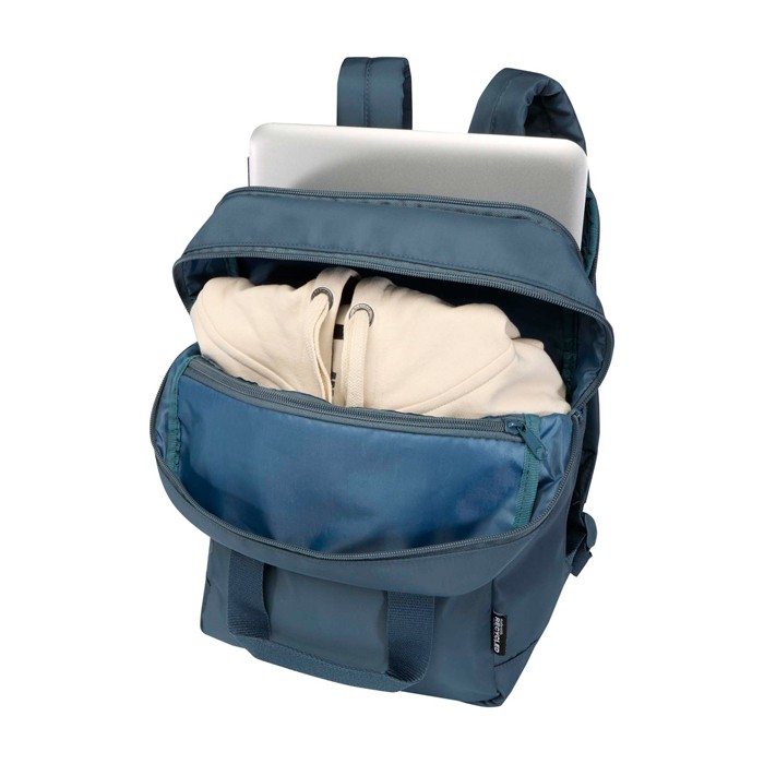 Mochila de viaje ecológica multiusos para portátil 9L 14” color azul cian tercera vista