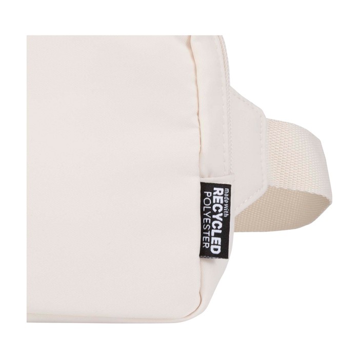 Bolso bandolera de viaje de poliéster reciclado con compartimiento 1L color blanco roto vista detalle 1