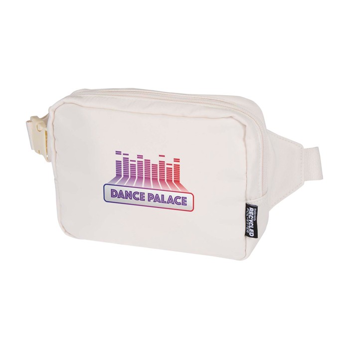 Bolso bandolera de viaje de poliéster reciclado con compartimiento 1L color blanco roto