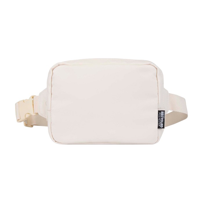 Bolso bandolera de viaje de poliéster reciclado con compartimiento 1L color blanco roto segunda vista frontal