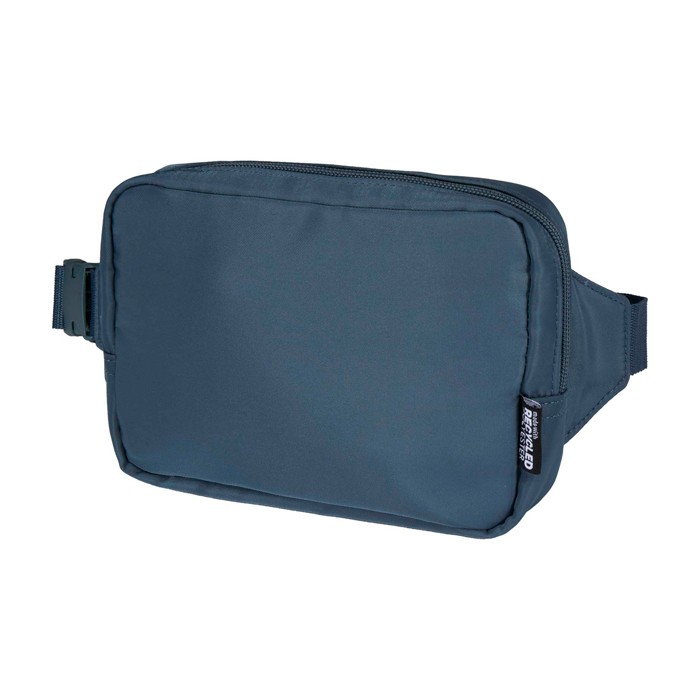 Bolso bandolera de viaje de poliéster reciclado con compartimiento 1L color azul cian