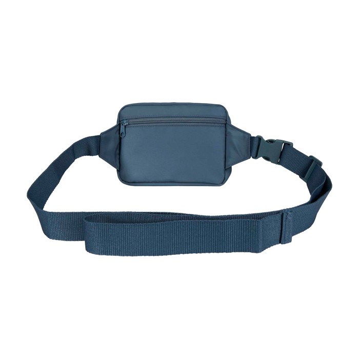 Bolso bandolera de viaje de poliéster reciclado con compartimiento 1L color azul cian segunda vista trasera