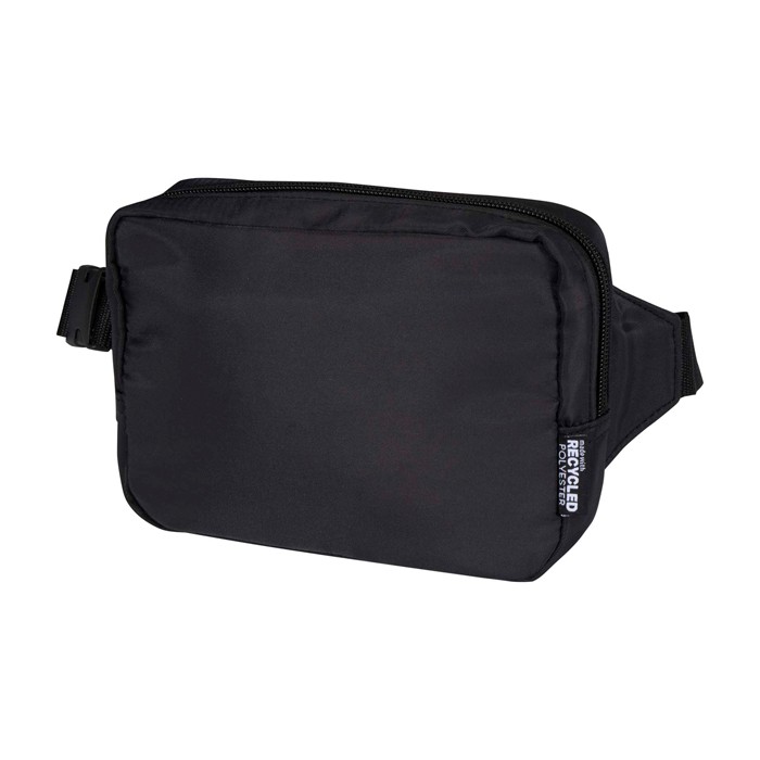 Bolso bandolera de viaje de poliéster reciclado con compartimiento 1L color negro