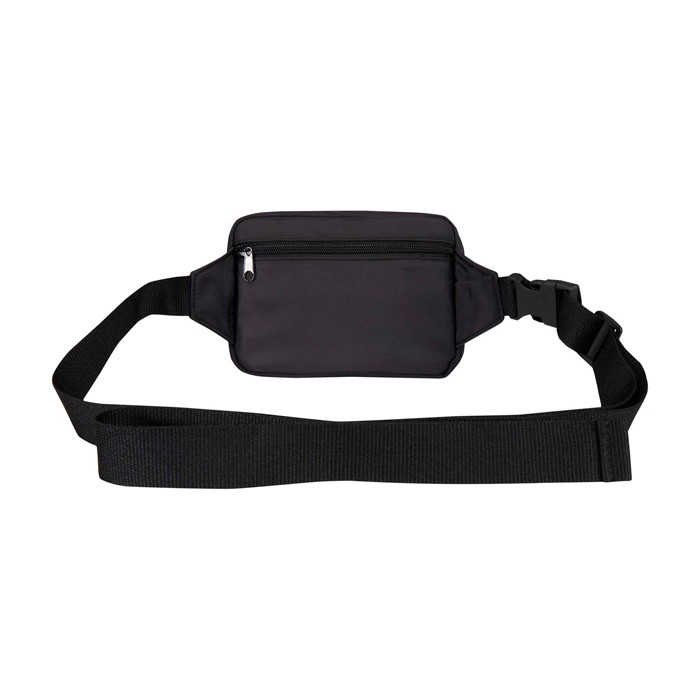 Bolso bandolera de viaje de poliéster reciclado con compartimiento 1L color negro segunda vista trasera